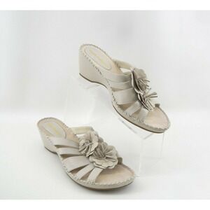 Hush Puppies Beige Floral Wedge Sandals